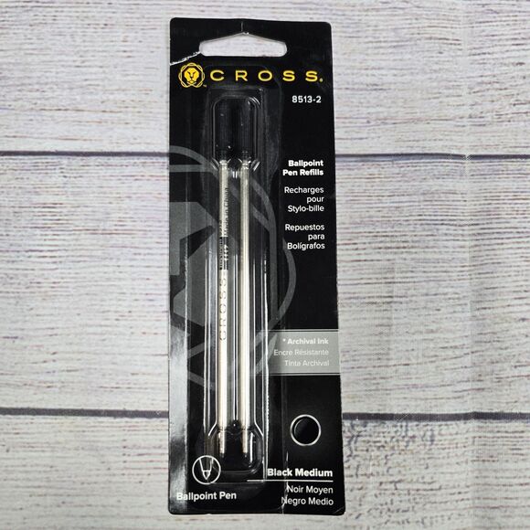 Cross 8513-2 Ballpoint Pen Refills Black Medium 2 Pack NEW - Picture 1 of 4
